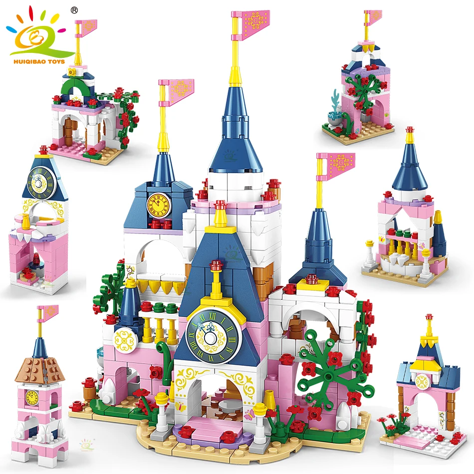 Huiqibao 447Pcs 6 In1 Friend Series Princess Pink Dream Castle Building Block Per Ragazze Queen House City Bricks Set Giocattolo Per Bambini
