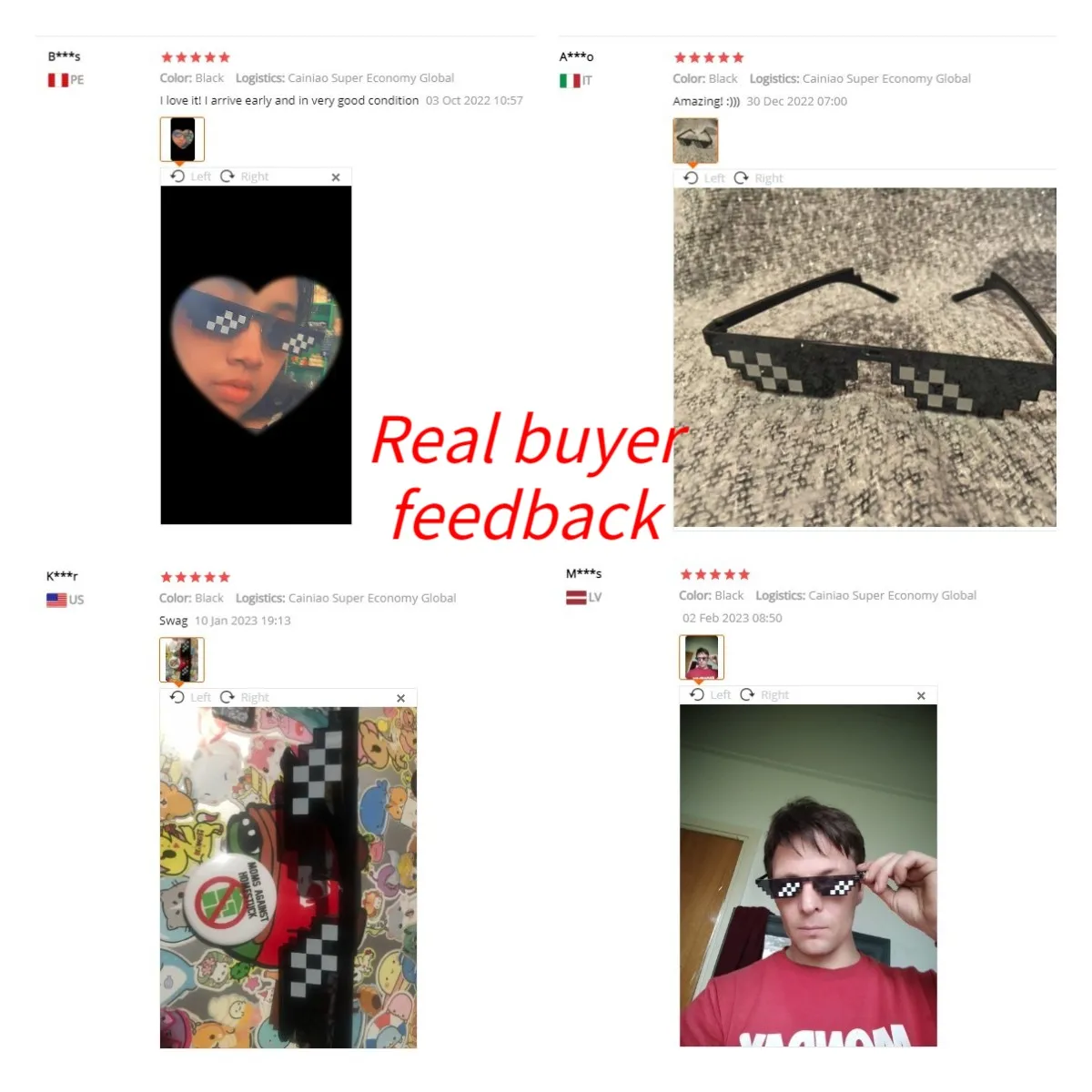 Black Mosaic Sunglasses Funny Toy Mosaic Strip Sunglasses Trick Toy Retro Thug Life Glasses Deal With It Glasses Pixel_voghion.com