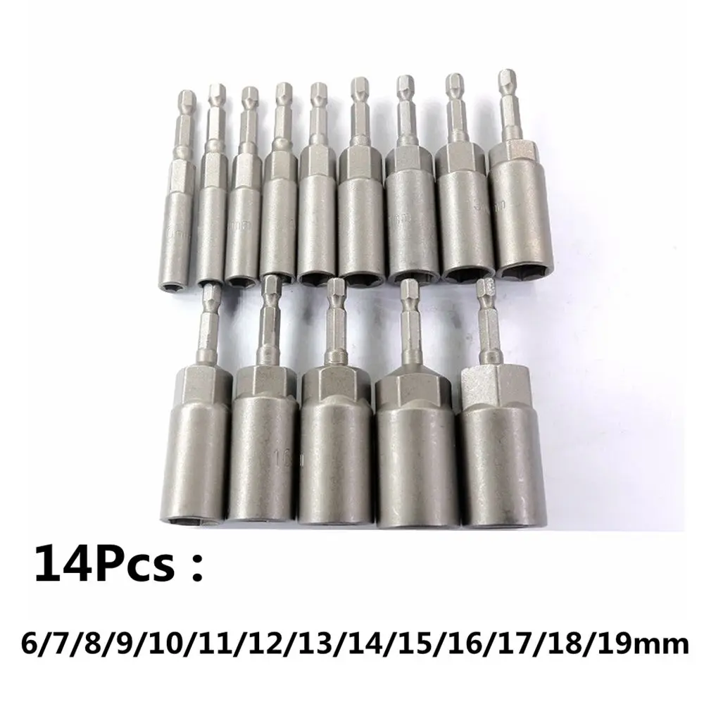 Hex Socket Sleeve Set Nozzles 5.5mm-19mm Nut Driver Set Power Screwdriver Handle Power Drills Impact Drivers Socket Wrench Tools 6