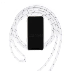 Universal Necklace Crossbody Strap Lanyard Cord Phone Case with Soft Back Cover - M31 (White gray)