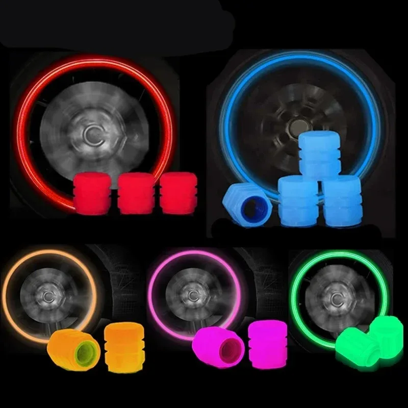 22/44/66개/세트 자전거 야광 밸브 캡&자전거 림 반사 스티커 범용 먼지 커버 밸브 캡+타이어 반사 스티커