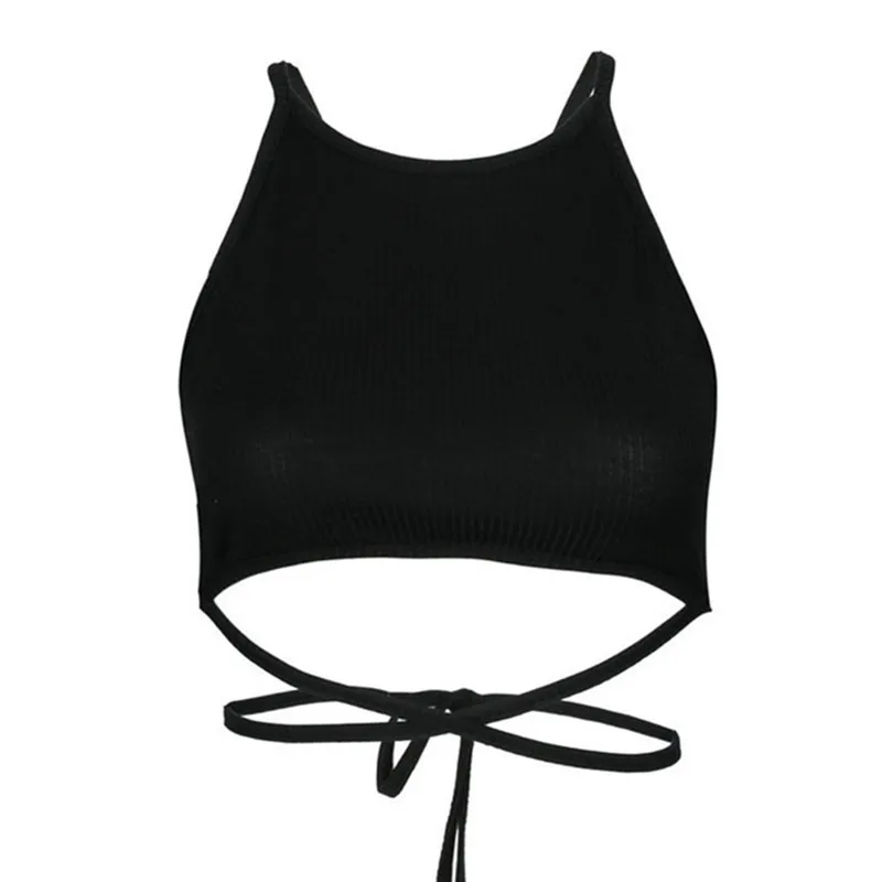 Summer Sexy Party Tops Y2K Hollow Out Fitness Sleeveless Short Crop Tops Camisoles Streetwear Black Backless Lace Up Croped Tops