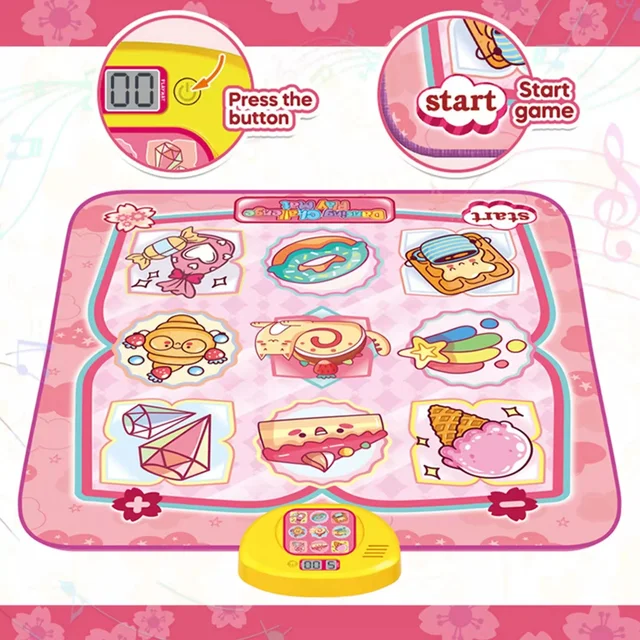 Children's Dance Mat Educational Sports Toys For Kids Anti-Slip And Kids-Friendly Material LED Lights Adjustable Volume Multiple 5