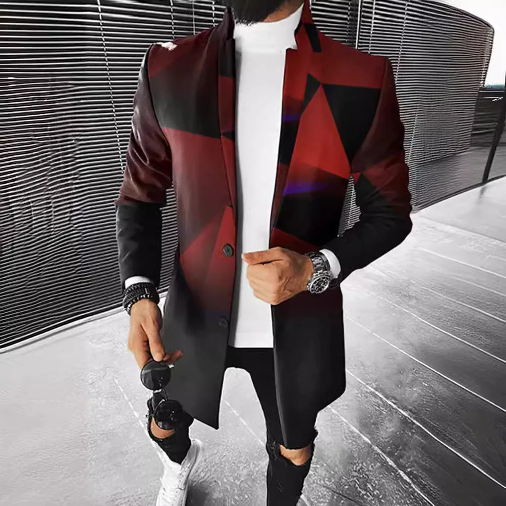 Men Wool Trench Coat Streetwear Oversized Stand Collar Coat Winter Windproof Mid-Long Single Button Jacket trench coat warmth coat waterproof windbreaker jacket casual men jacket