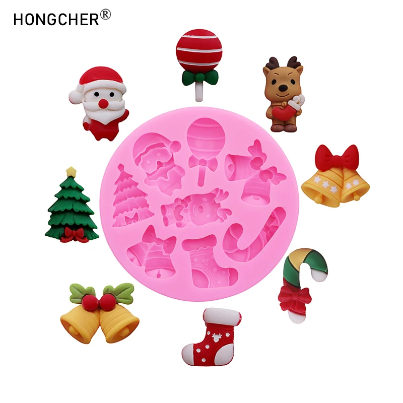 Weihnachten Serie Glocken Weihnachtsbaum Schneemann Schneehäuse Schokolade Kuchen Silikonform DIY Harz Schmuck Zubehör Tropfenform – Detail 1