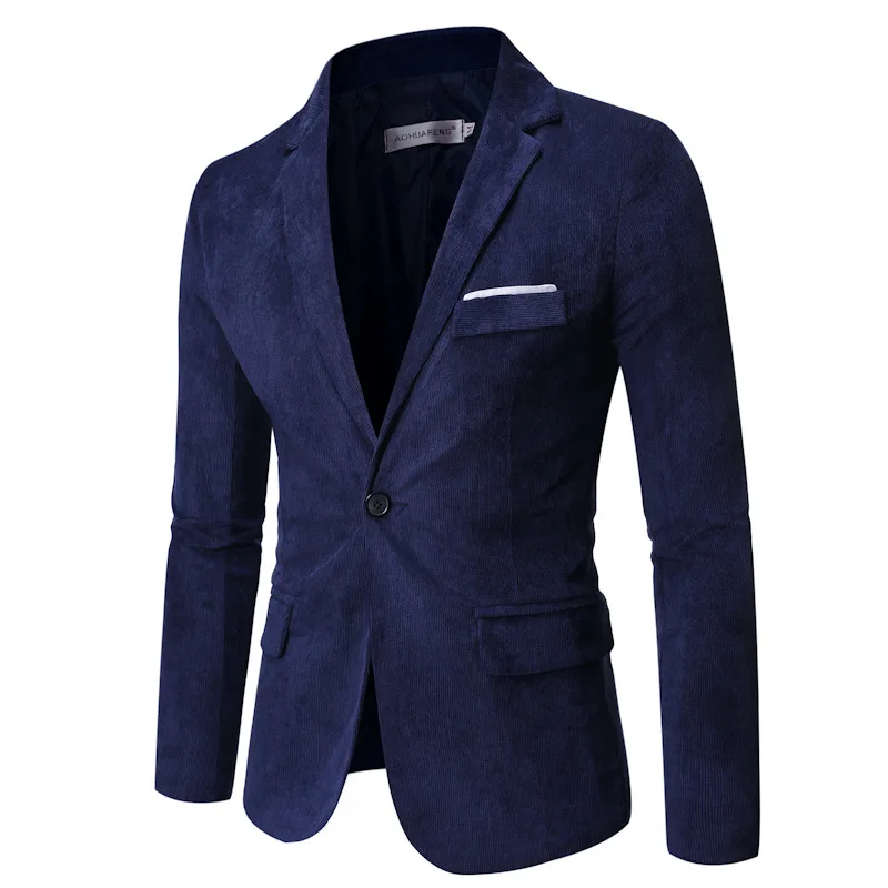 Men's leisure suit jacket Korean-style slim-fit single-button corduroy blazer