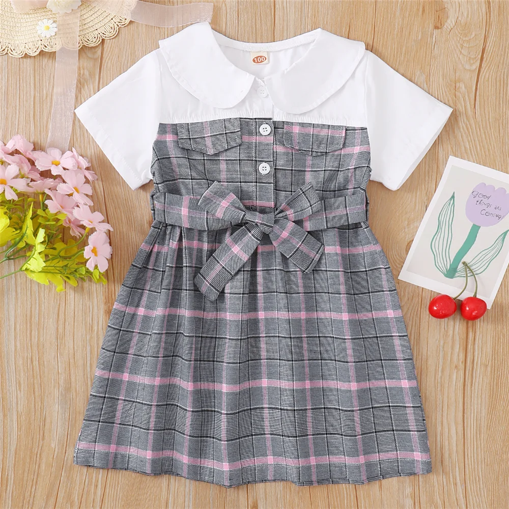 

Infant Girl Clothes Short Sleeve Lattice Skirt Toddler Girl Summer Fashion Princess Dresses Cute Baby Girl Exclusive Dress For