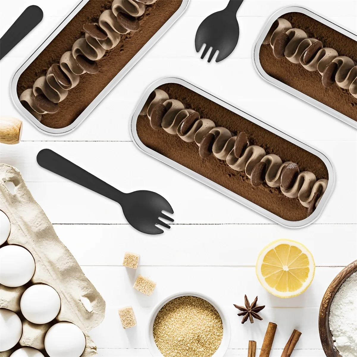 50-Piece Set of Reusable Mini Loaf Baking Kits with Lids and Spoons - 6.8oz Aluminum Foil Rectangular Pans