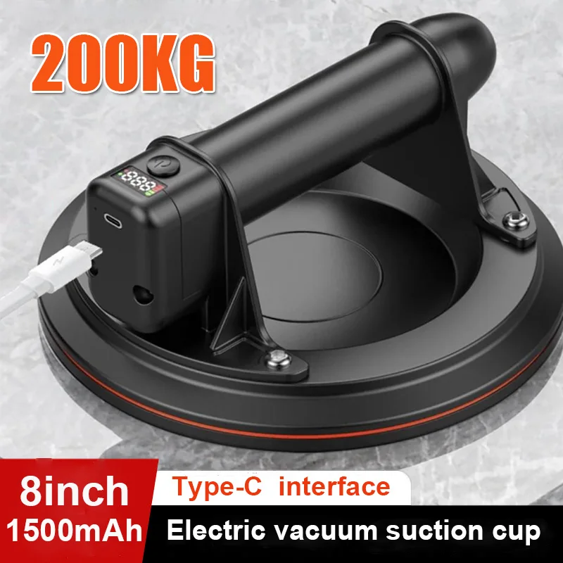 

8inch LED Intelligent Electric Vacuum Suction Cup 1500mAh Vacuum Tile Suction Type-C Interface Marble Glass Handling Pump Tool