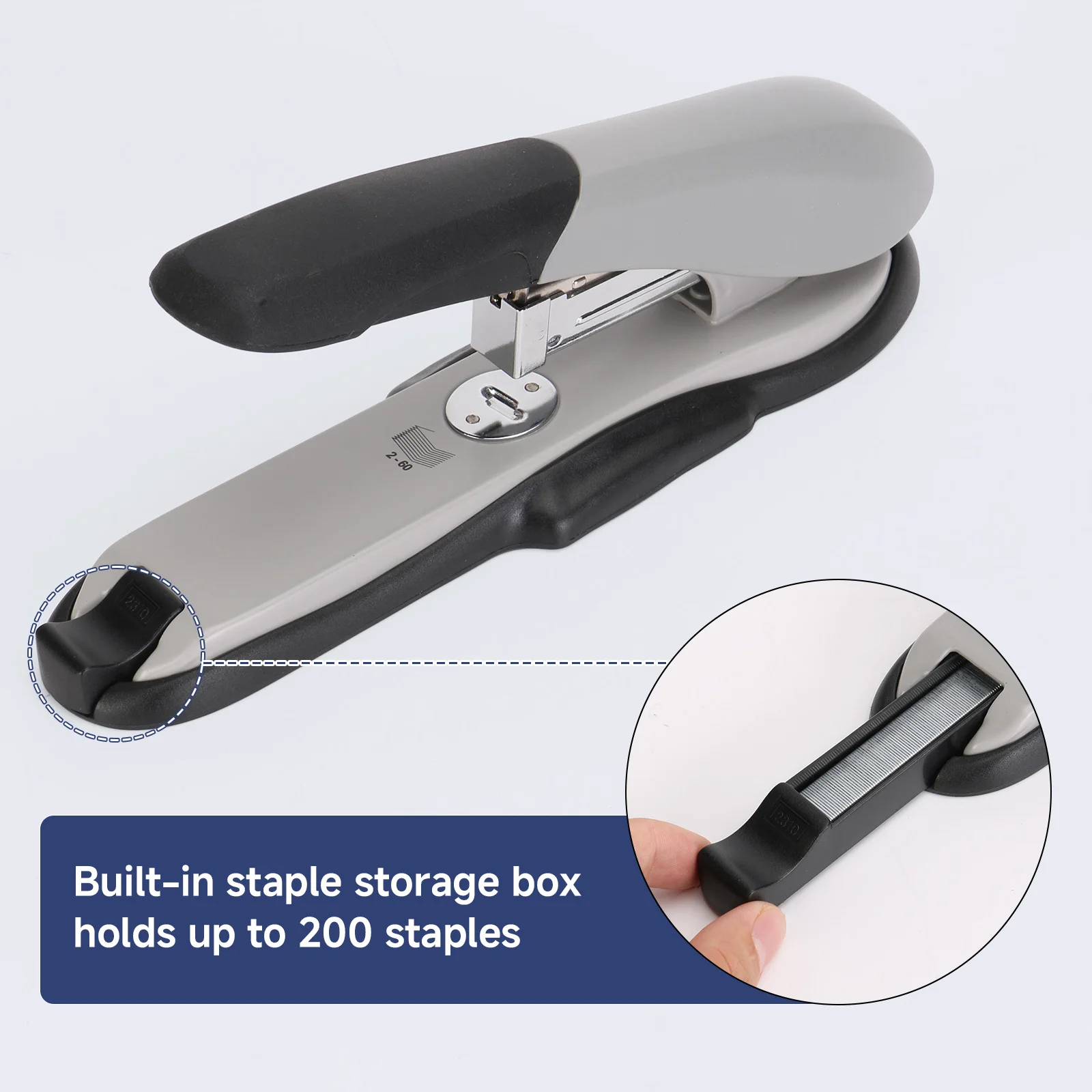 이글 헤비듀티 롱 레버 스테이플러, 50% 저력화, 60매 용량, 내장형 200개 스테이플 보관함, 23/8 및 23/10 스테이플용