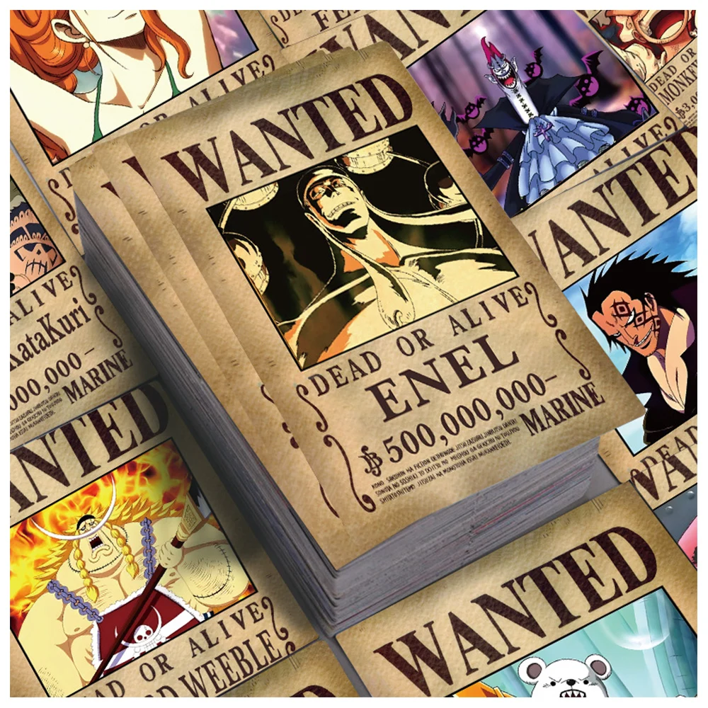 10/30/56pcs Anime One Piece Wanted Posters Stickers Cartoon Decals Cool Laptop Decoration Wall Waterproof Sticker for Kids Toys