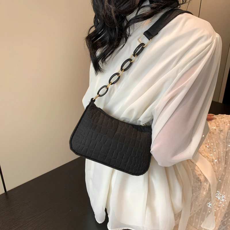 Felt Shoulder Bags for Women Women's Subaxillary Bag Design Advanced Texture Armpit Handbags Purses Crescent Saddle Bag