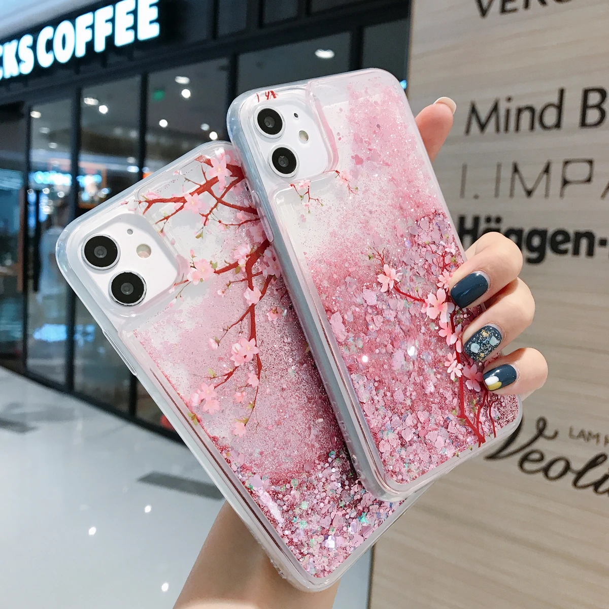 Pink Liquid Quicksand Case For Samsung Galaxy S24 S23 S22 S21 Plus S25 FE S26 Ultra A56 A55 Glitter Flower Bling Clear TPU Cover — view 4