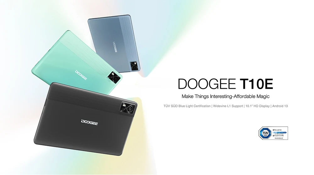  DOOGEE T10E Android Tablet 2024,Latest Octa-Core  Processor,9GB+128GB/TF 1TB,10.1 inch IPS Screen Android 13 Tablet,5G/2.4G  WiFi,6580mAh Battery,TÜV Eye Bluelight,Dual Speakers,Bluetooth 5.0,GPS-Gray  : Electronics