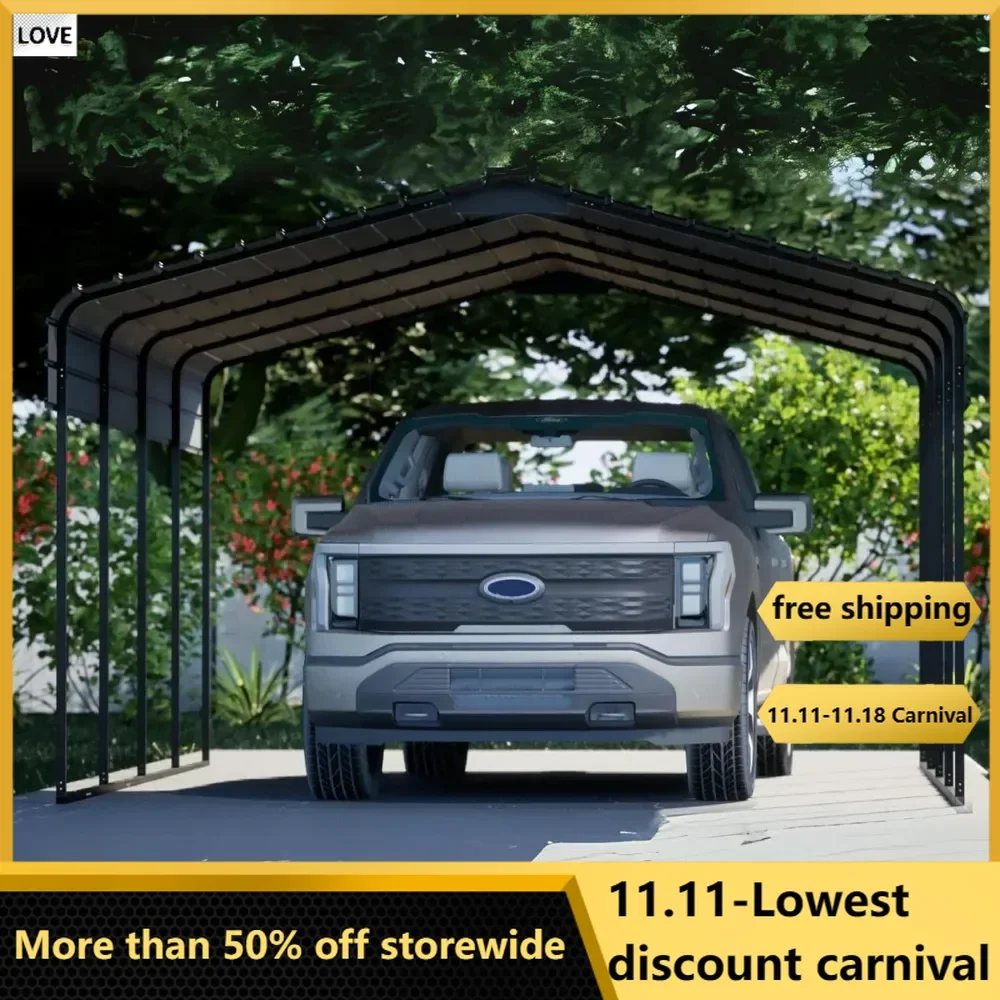 Carport, 12 X 20 X 7 Ft Sturdy All-Steel Heavy Duty Canopy Shelter with Metal Frame for Parking A Car, SUV, Truck, Carport