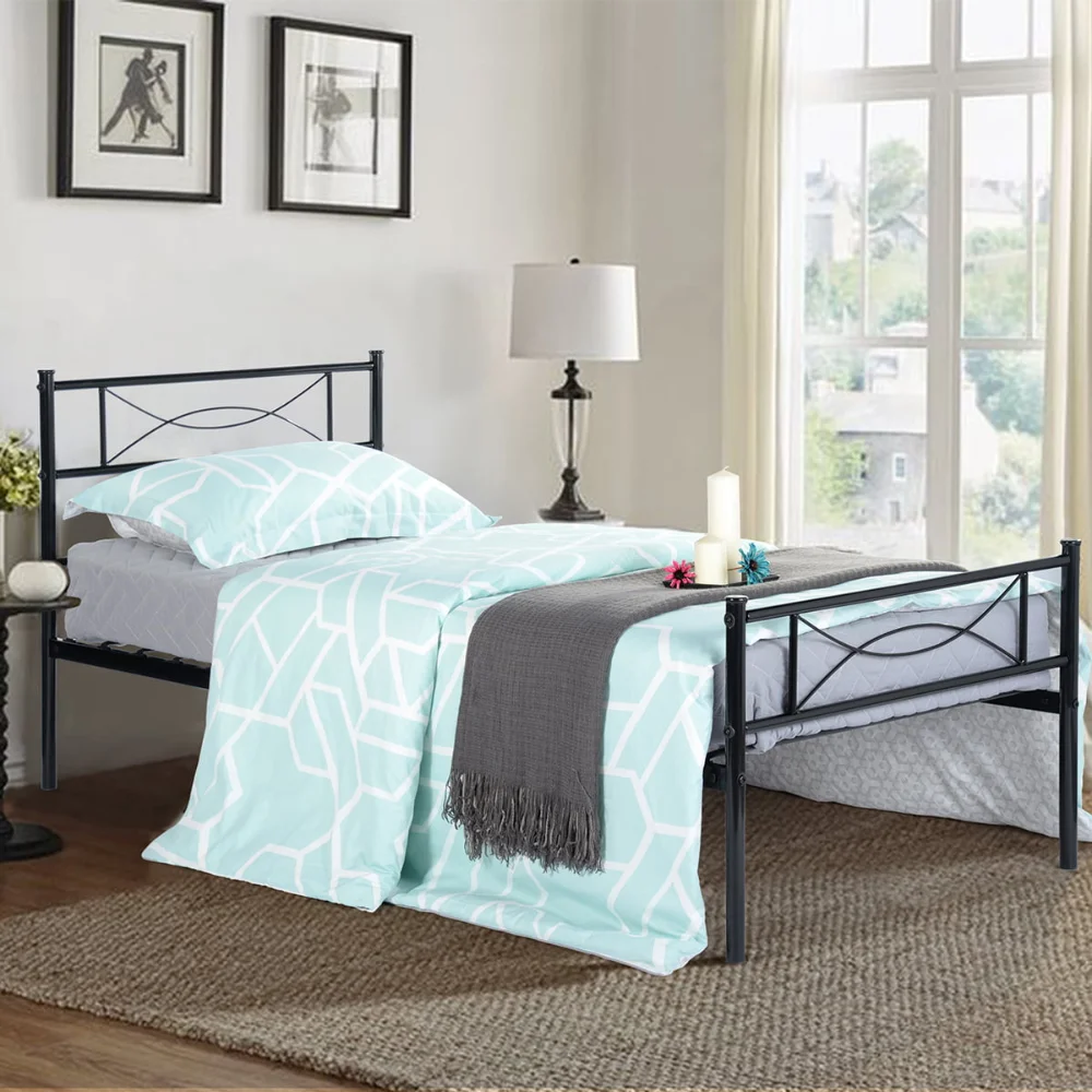 Easytoassemble Metal Bed Frame Twin Platform Bedroom Replacement with