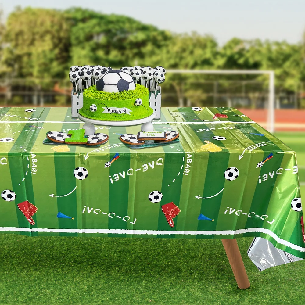 일회용 축구 테마 테이블보 축구 생일 파티 장식 축구 프린트 플라스틱 테이블 커버 게임 데이 파티용
