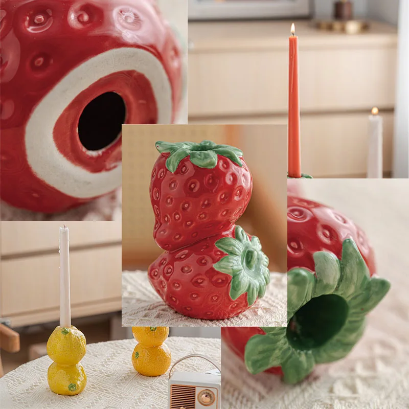 Ceramic Fruit Shaped Candlestick Modern Home Decor