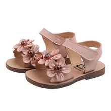 

New 2022 Korean Style Beach Little Kids Sandals Casual Fashion Children Flat Cute Open-toe with Flowers Baby First Walker Shoes