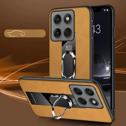 Premium Sheepskin Leather Case with Magnetic Ring Holder and Stand - Shockproof and Stylish for Honor 400 Smart (Brown)