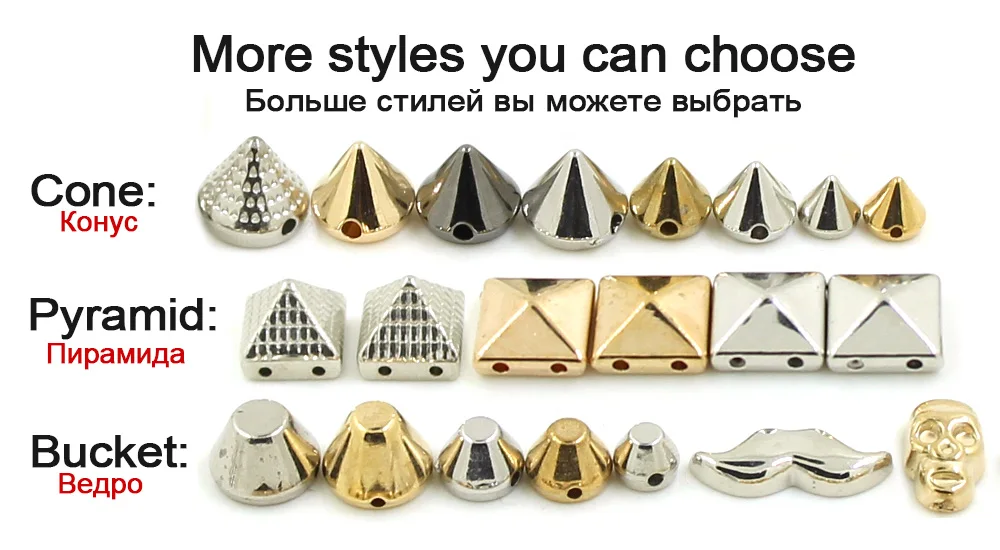 Description Picture 2 of item100Pcs Plastic CCB Rivets Gold Silver Cone Studs Punk Sewing Spike Rivet For Leather Nailheads Rivets Garment Accessories