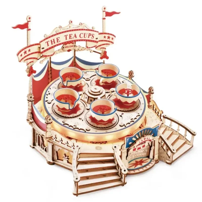 

3D Wooden Assembly Model, Three-dimensional Puzzle, Wooden Mechanical Model, Birthday Gift, Carousel, Rotating Cup, Flying Chair