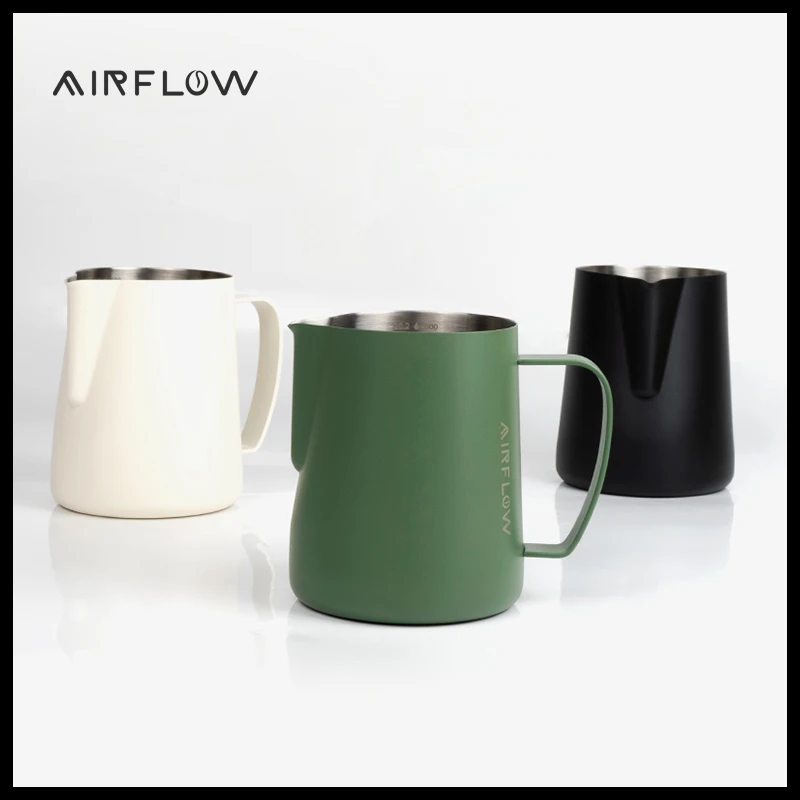 AIRFLOW 400ML 600ML Milk Pitcher With Scale Stainless Steel Milk Frother Jug Latte Art Pitcher Espresso Steaming Cappuccino Cup, milk frothing pitcher