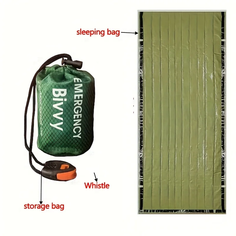 Portable Waterproof Emergency Survival Sleeping Bag Outdoor Edc Camping Gear Thermal Sack First Aid Rescue Kit Mylar Blanket