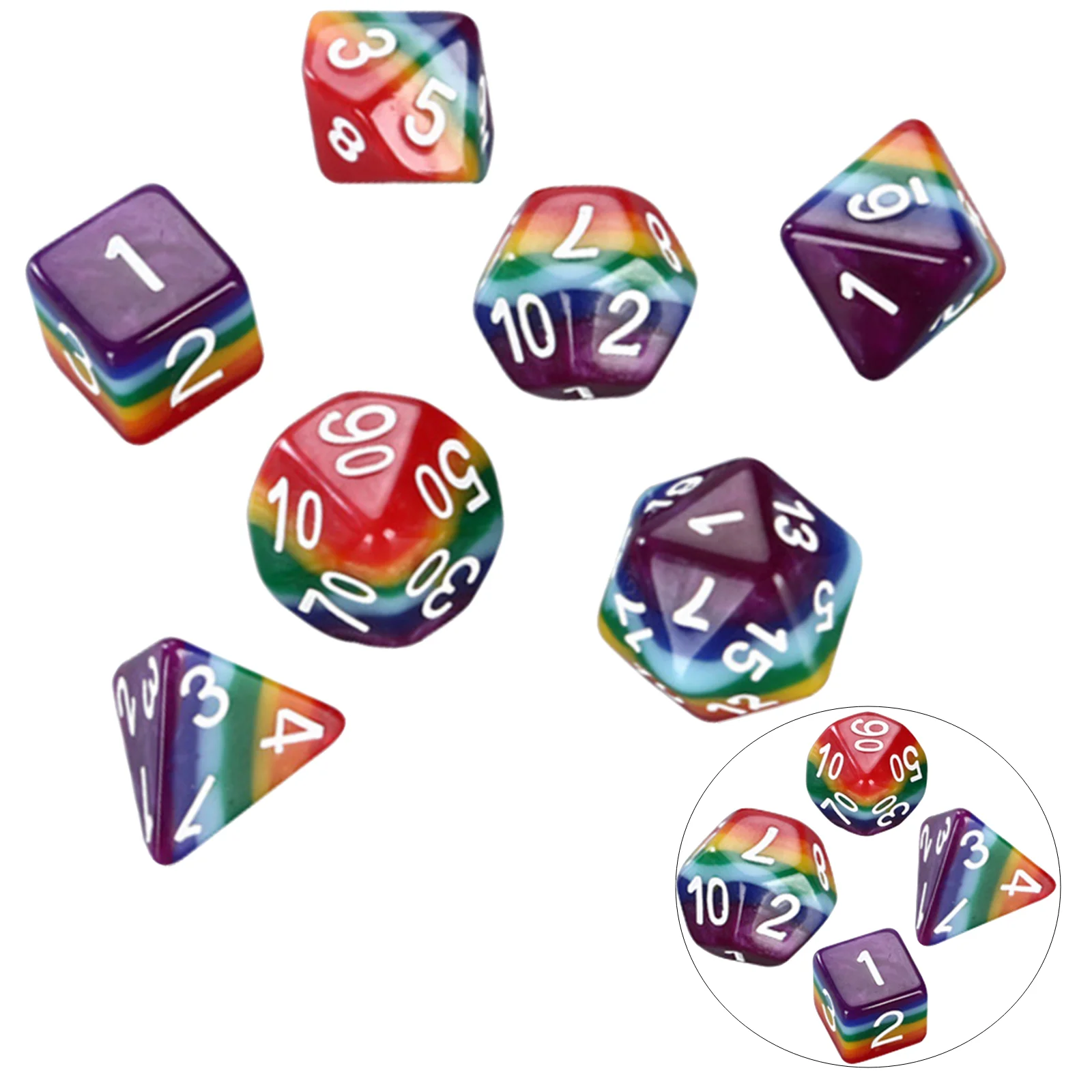 7pcs Mini Polyhedral Dice Set D4 D6 D8 D10 D12 D20 for Dnd Board Games