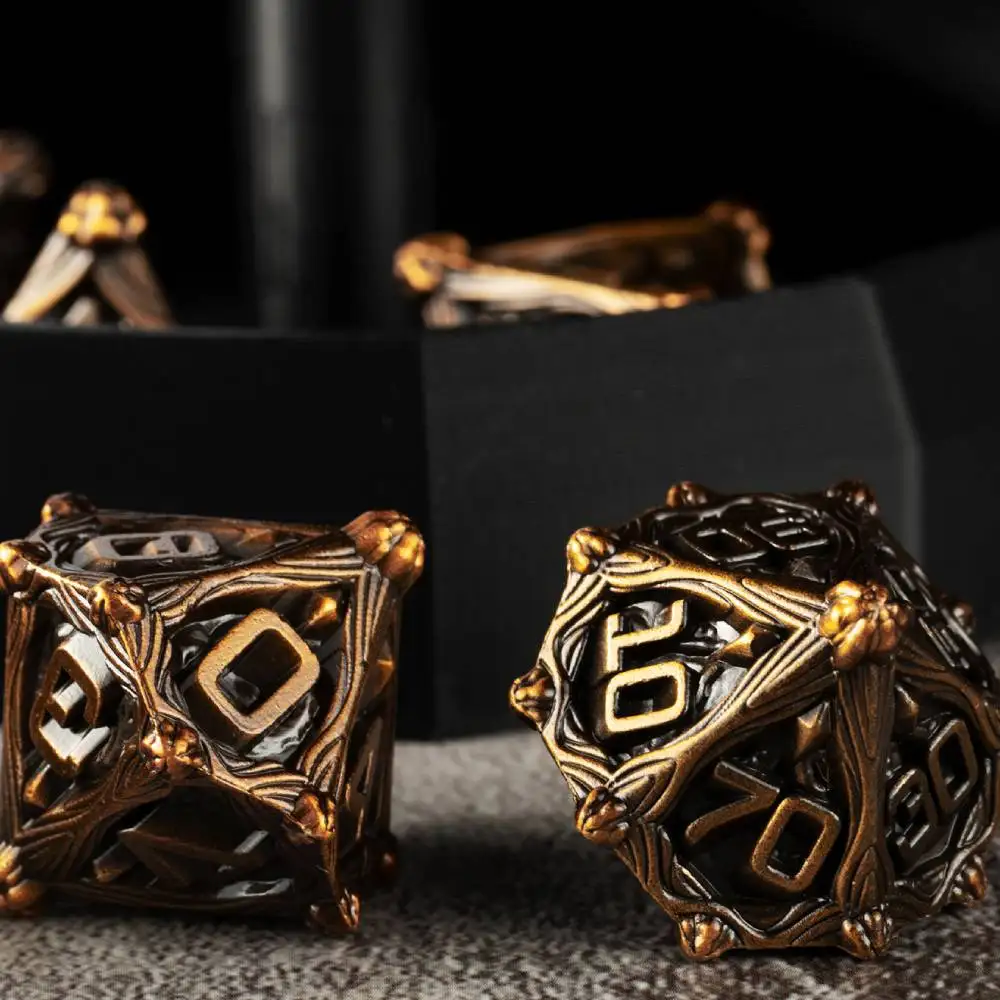 7PCS Polyhedral Metal DND dice, Role Playing Dice, Metal Dices Zinc Alloy for Dungeons and Dragons D&D RPG Dice D100 D20 D10 D6
