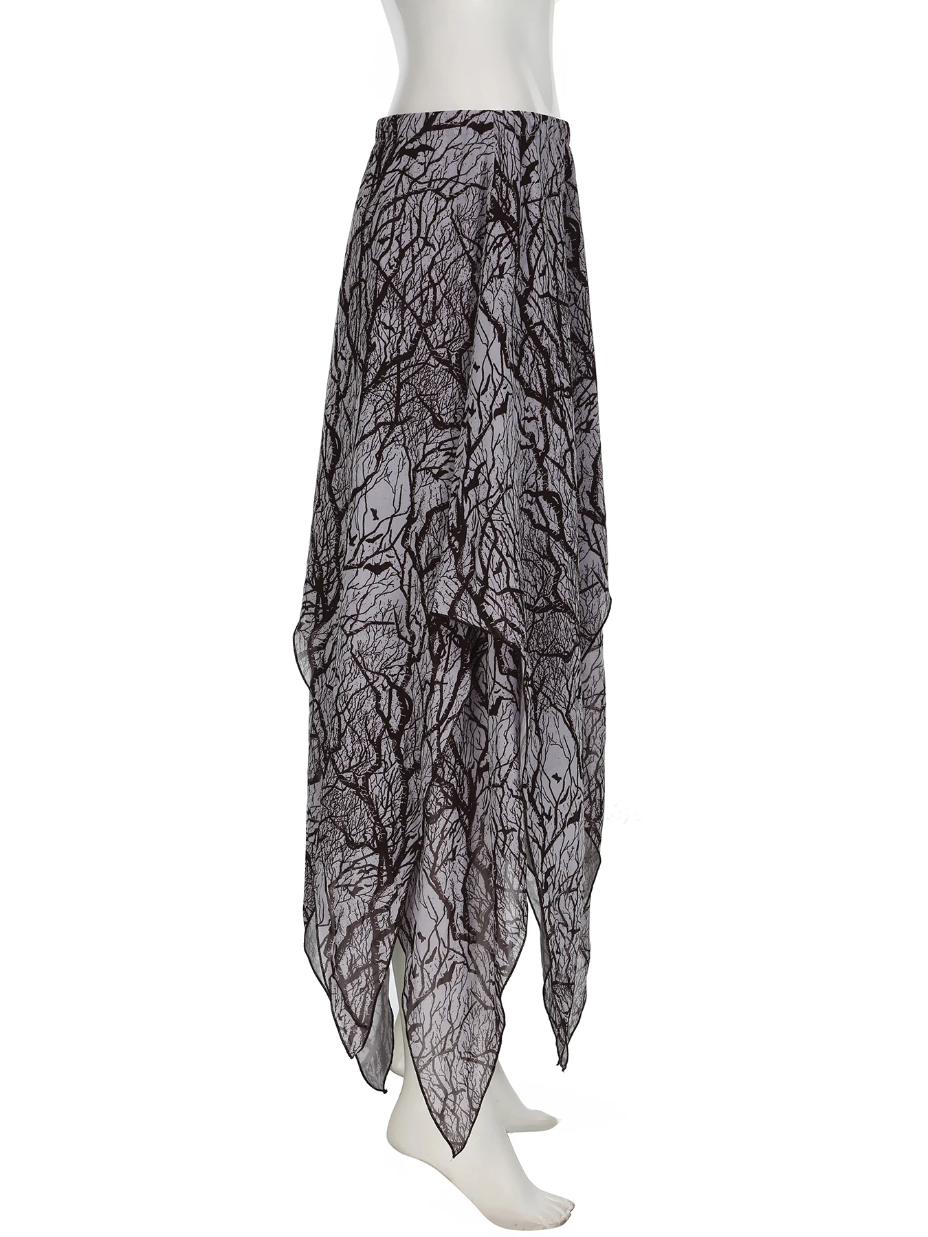 IAMSURE Dark Printed Asymmetrical A-Line Skirt Holiday Mid-Waisted Maxi Skirts Women 2024 Summer Grunge Fairycore Streetwear