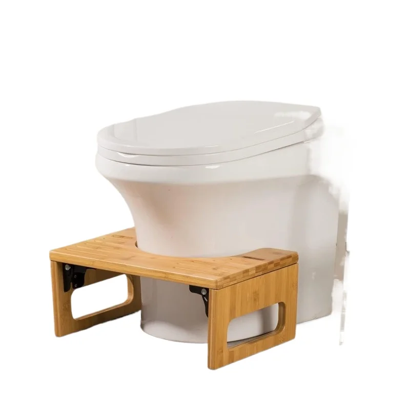 BambooToilet Stool Foldable Squatting Step for Bathroom Waterproof Maternity Footrest Sturdy Kid's Step Stool for Added Height