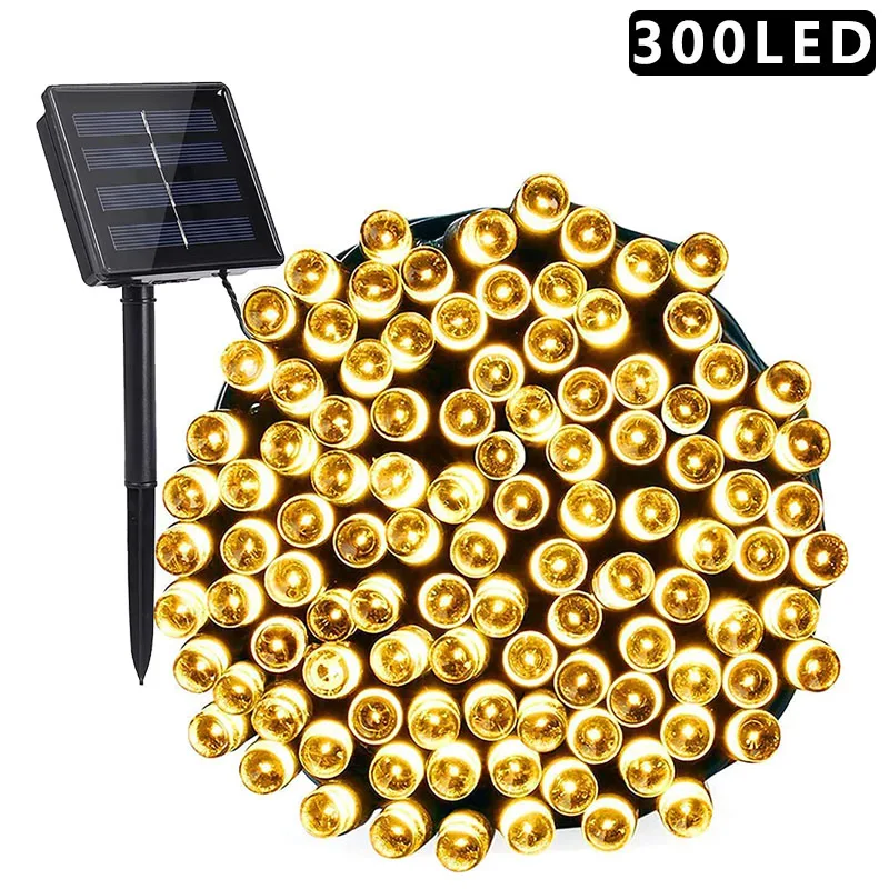 Luci Solari Per Esterni 300 Led 8 Modalità Illuminazione Del Patio Per Esterni Yard Gazebo Party Wedding Tende Portico Xmas Garden Decor