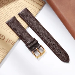 Lychee Pattern Soft PU Leather Watch Strap - Universal Sport Wrist Band - 10mm (Brown Gold)