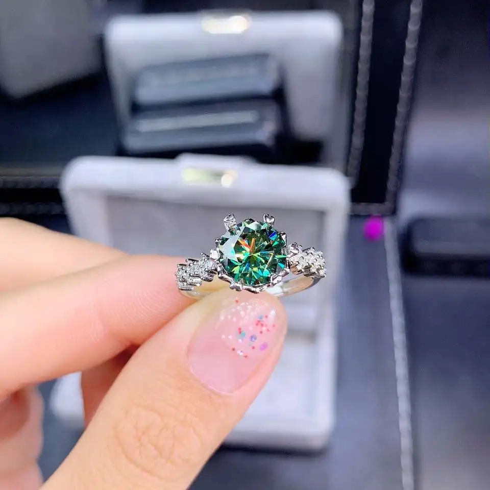 

Carat Green Moissanite Diamond Fashion Trend Ring for Women 925 Sterling Silver Fine Wedding Jewelry