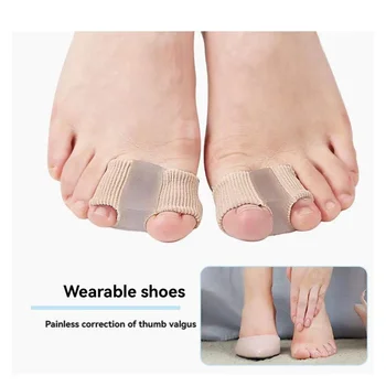 2 PCs Toe Separator Fiber Double Hole Gel Block Big Toe Separator Silicone Men'S And Women'S Fiber Double Hole Set Toe Orthotics