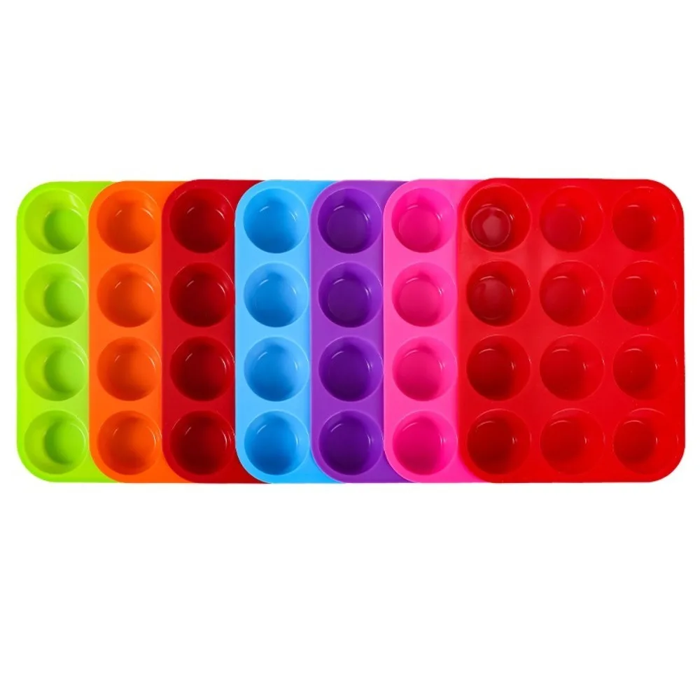 Durable Round 12 Holes Silicone Cupcakes Mold Non Stick DIY Baking Mold Soap Chocolate Muffin Baking Pan Baking Tools