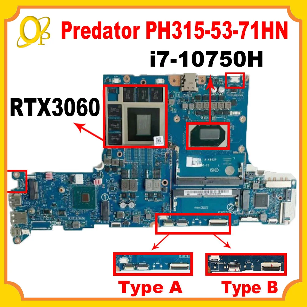 GH51M LA-K862P motherboard for Acer Predator PH315-53-71HN