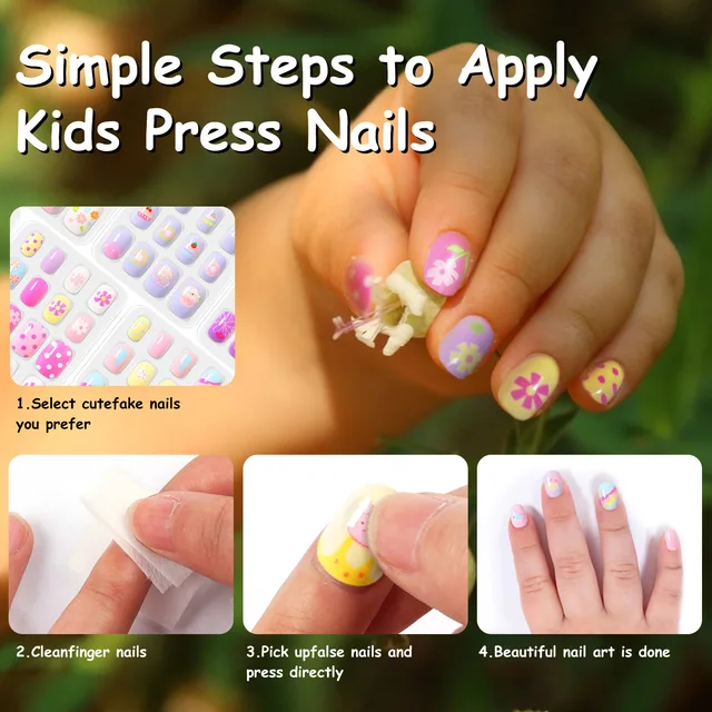 어린이용 가짜 네일로 찬란한 손톱 연출