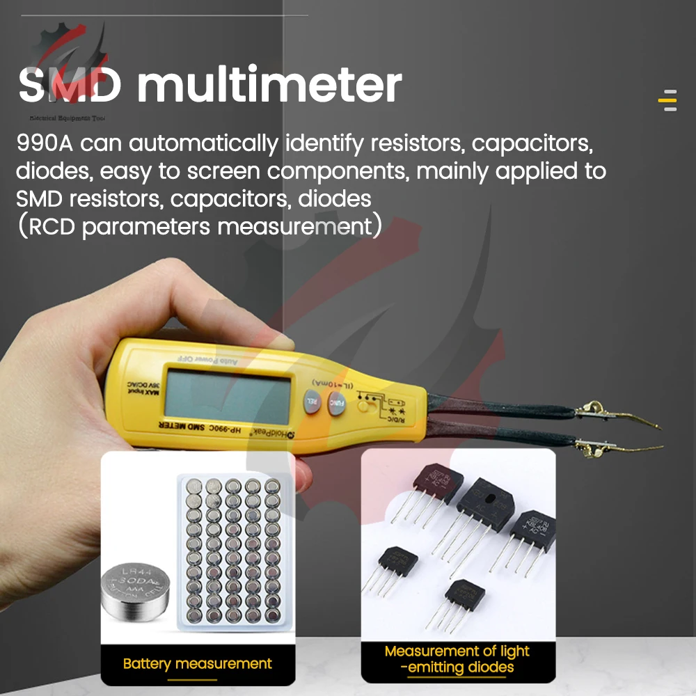 HoldPeak HP-990A Resistance Capacitance SMD Tester Meter Multimeter Professional Component Tester DC Voltage Meter 2999Counts