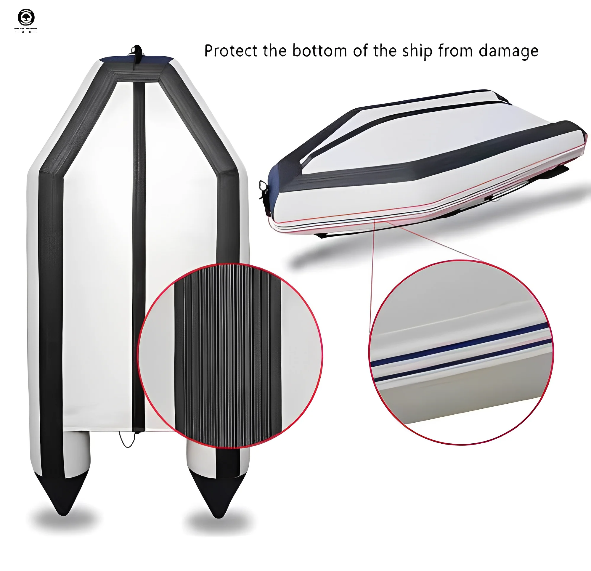 2.7M 8.8FT Air Deck Floor Portable PVC Inflatable Fishing Boat for Adult Surfing Kayak and Racing Boats for the Sea Accessories