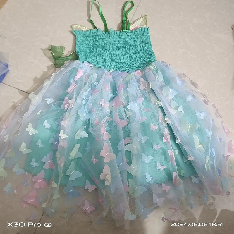 Fashion Girls Cute Butterfly Ribbon Dress 2025 Summer New