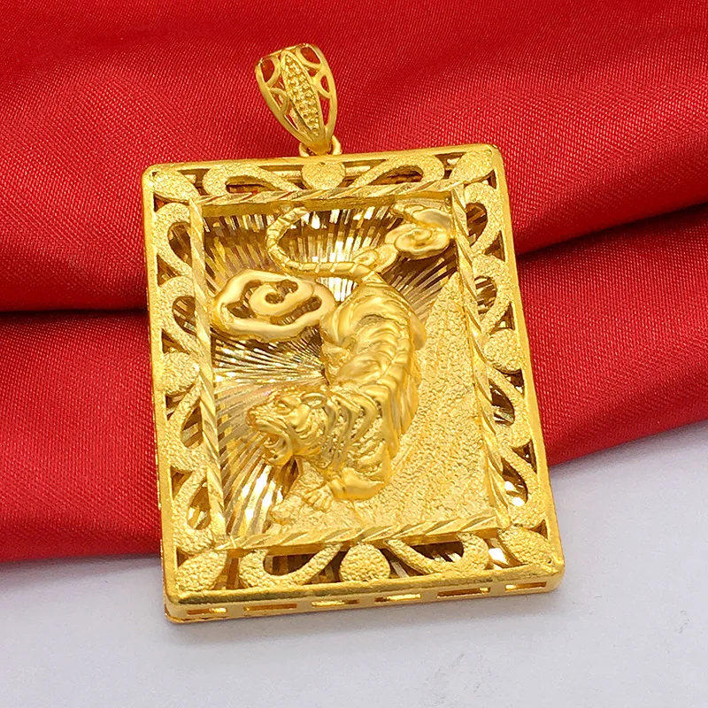 

Pure Gold Fashion with Thick Gold Men Pendant Gold 24K Domineering Tiger Pendant Jewelry.