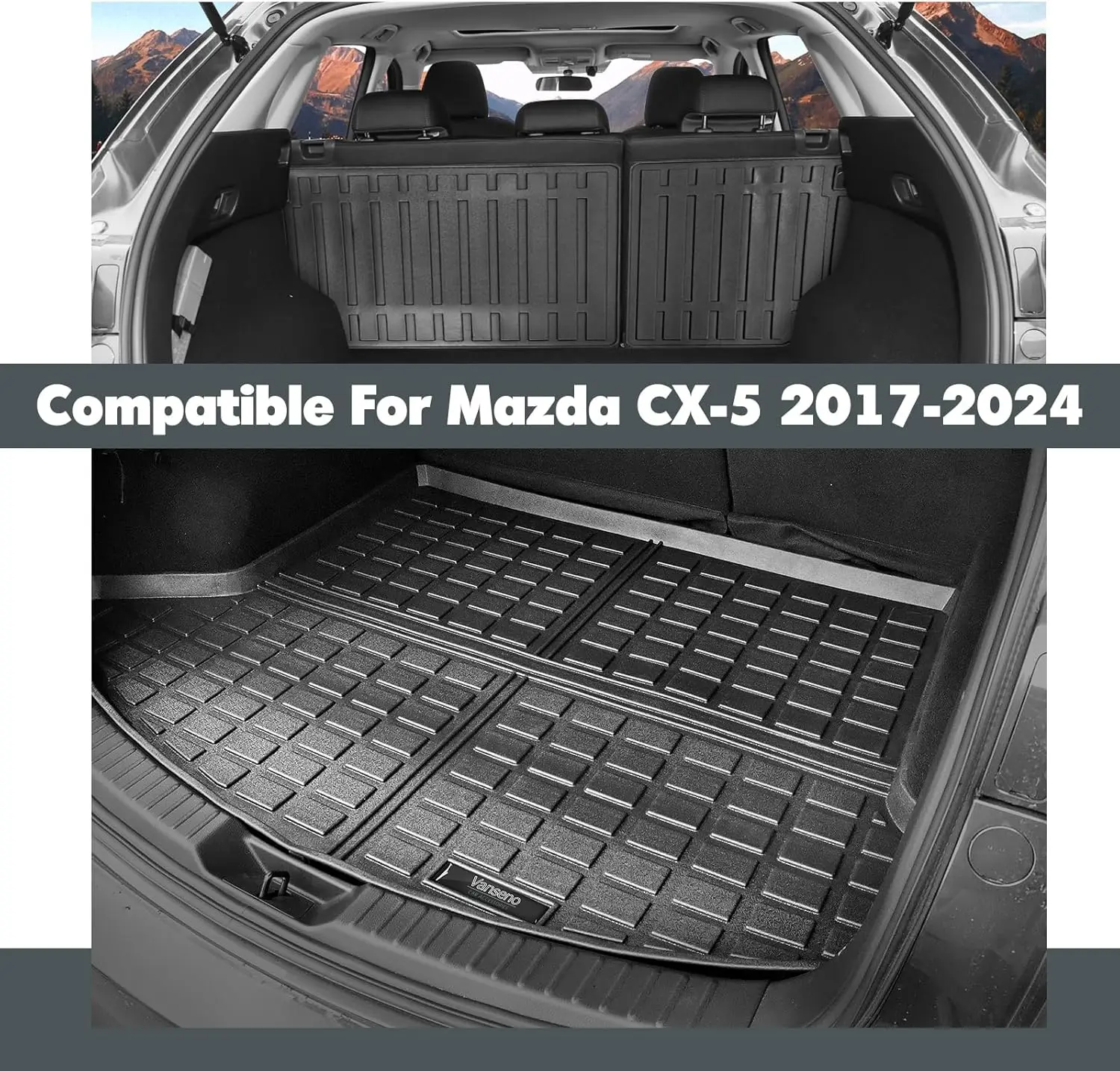 마쓰다 CX-5 2017-2024 TPE 바닥 매트 및 화물 라이너, 전천후 보호 미끄럼 방지 트렁크 매트, 등받이 라이너 및 발 패드