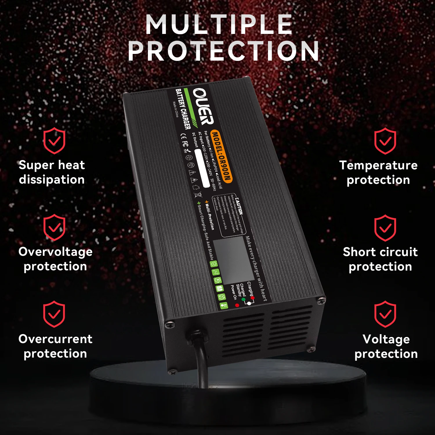 75.6V 3.5A Li-ion Battery Charger - 18S Fast Charger With OLED Display XT60