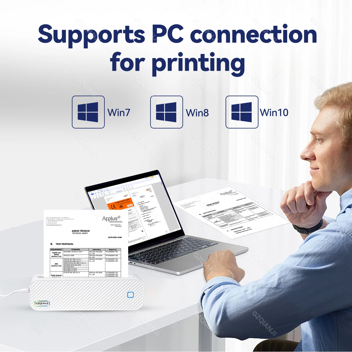 A4 Portable Thermal Printer Support A4 Thermal Paper Document Photos Wireless Bluetooth Mobile Travel Inkless Printer Case