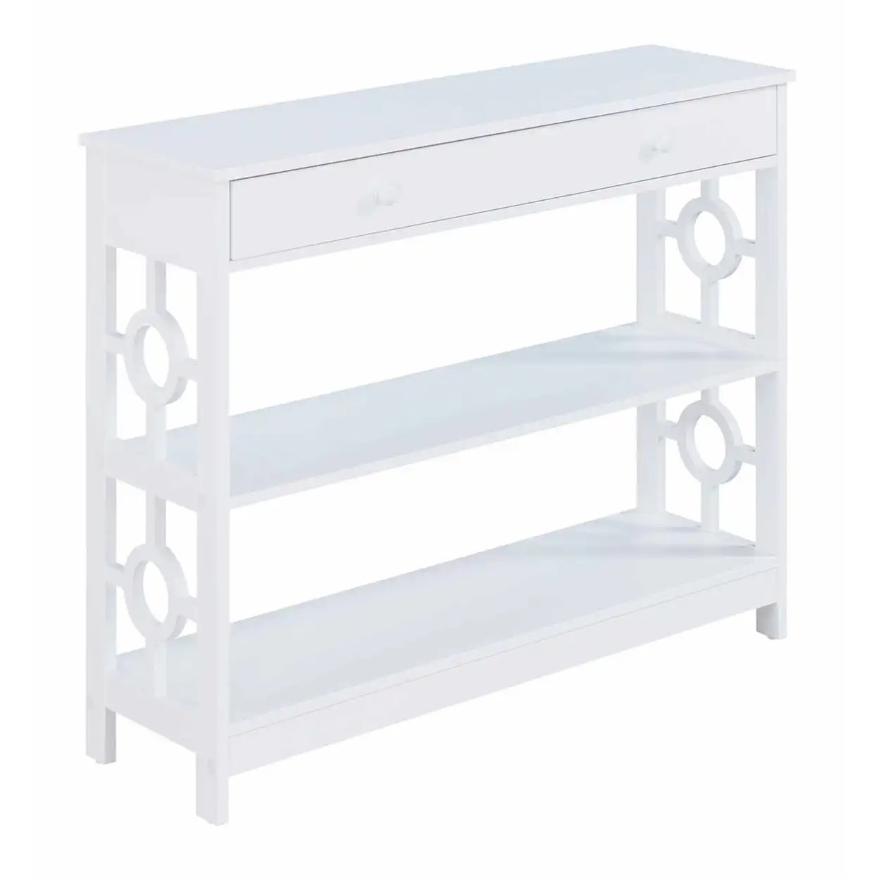 

Ring 1 Drawer Console Table White Spacious desktop Metal drawer slides striking clean line outline