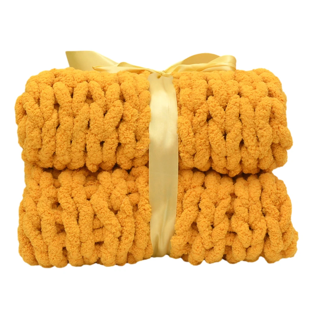 

Warm And Cozy Chunky Knit Blanket Variety Of Colors Fashion Hand-Knitted Warm Blanket Elegant