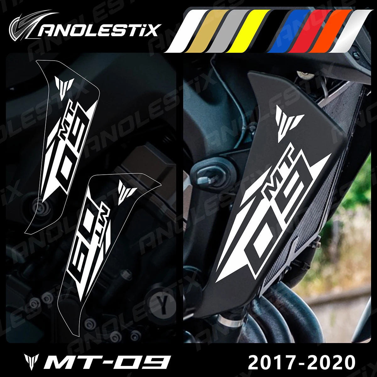 AnoleStix Reflective Motorcycle Stickers Radiator Side Cover Decals Set For YAMAHA MT09 MT-09 SP 2017 2018 2019 2020 radiator cover 172x19x81 cm mdf