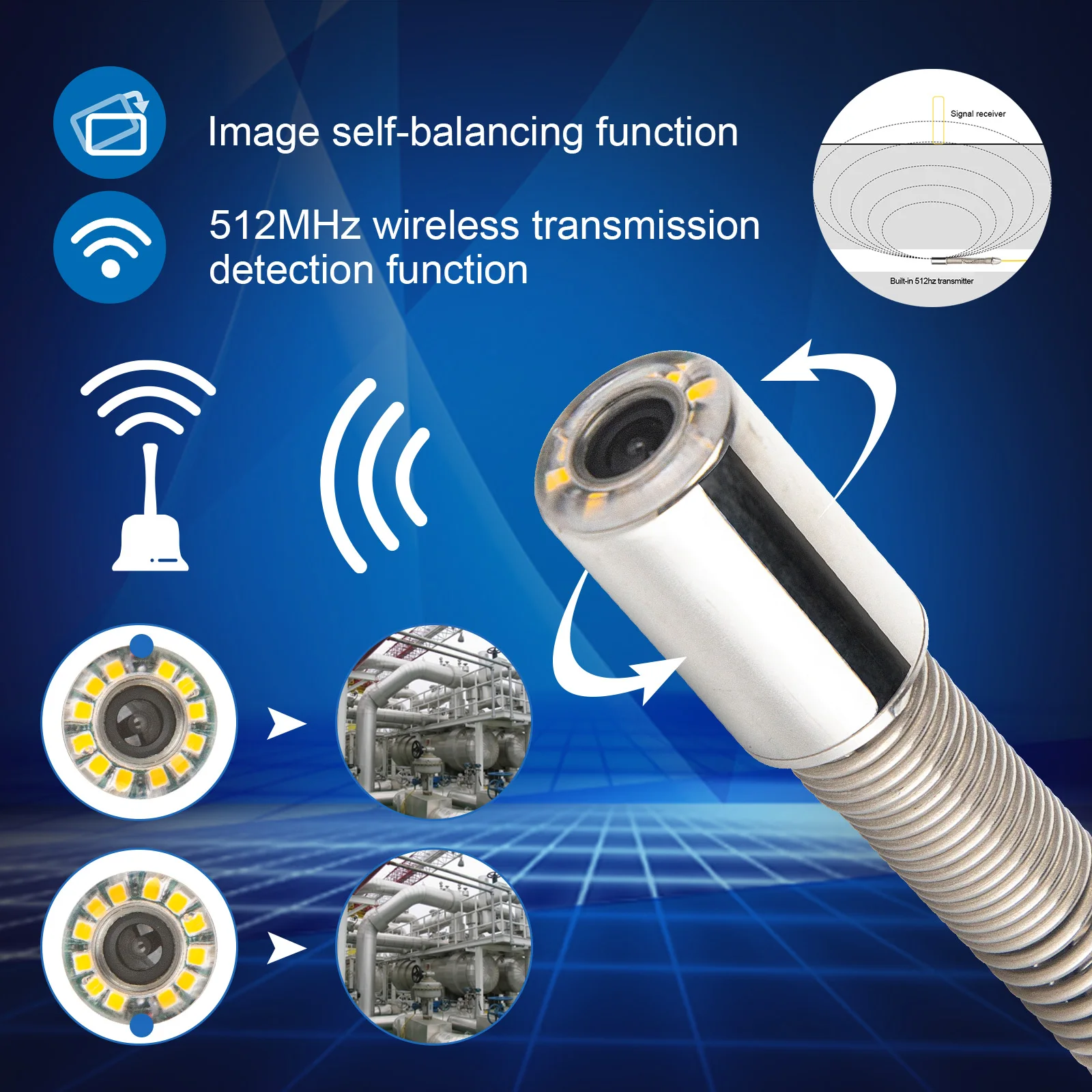 512Hz Transmitter Image Self-leveling Camera Head for Pipe Drain Inspection Camera,Industrial Endoscope,Sewer Camera,Borescope 4
